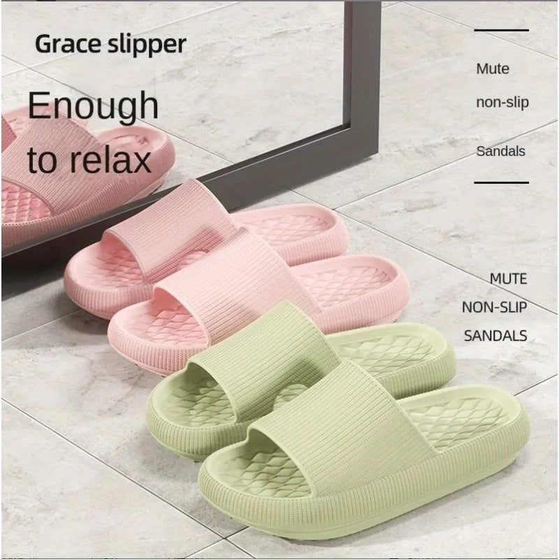 Women Thick Platform Cloud Slippers EVA Soft Sole Pillow Slides Summer Beach Flip Flops Women Non Slip Bathroom Home Slippers