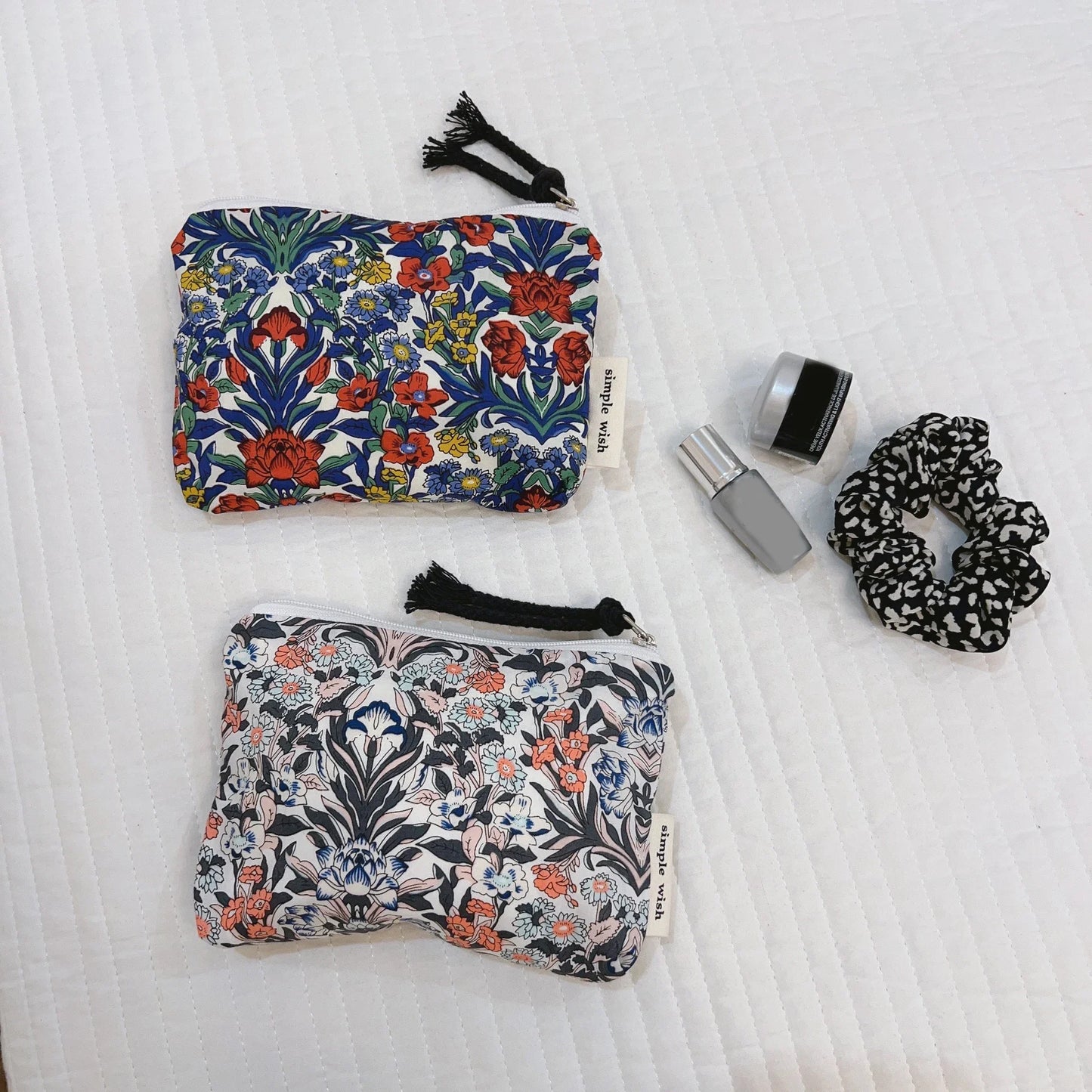 Fresh Floral Print Cotton Lipstick Purse Mini Storage Small Cloth Bag Headphone Bag Travel Cosmetic Pouch Make Up Storage Bag