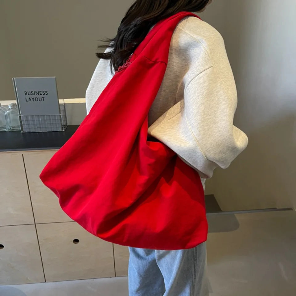 Japanese Fashion Casual Nylon Tote Bag Women 2025 New Style Trend All-match Large Capacity Underarm Bag Commuter Shoulder Bag