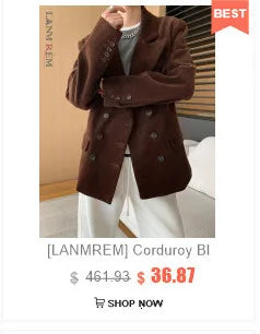 [LANMREM] Faux Fur Thick Warm Coats Lapel Single Breasted Office Lady Elegant Female Outwear Fashion 2025 Winter New 26C1095