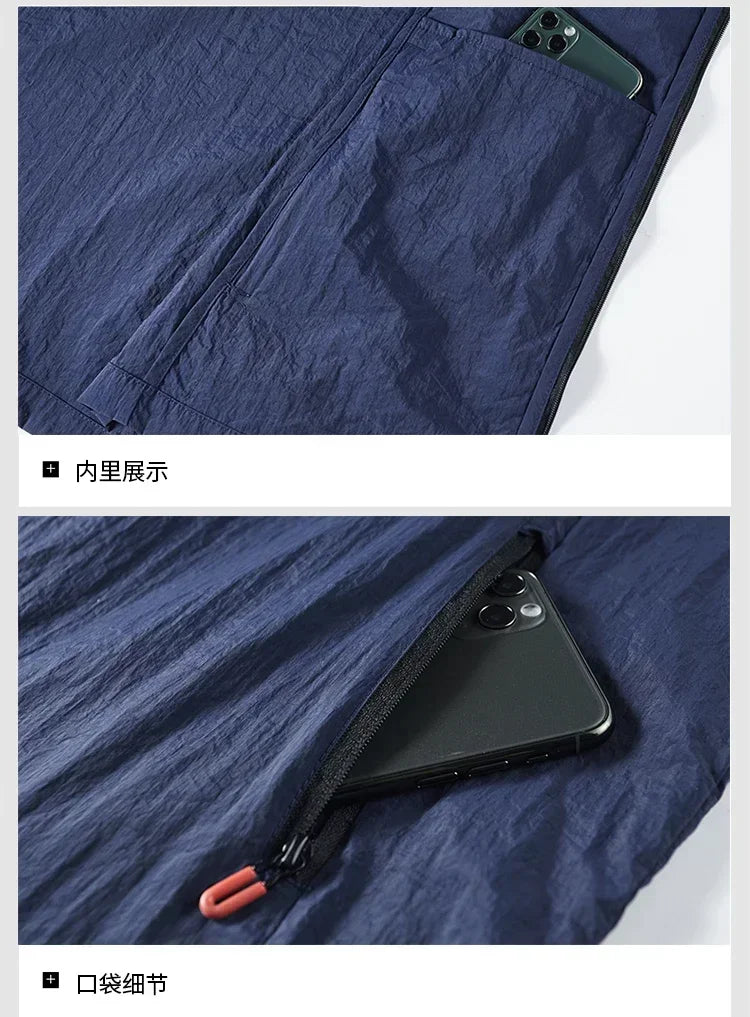 Men Summer Lightweight Breathable UV Sun Protection Jacket Ice Silk Cooling Sport Hooded Windbreaker Outdoor Running Skin Coat