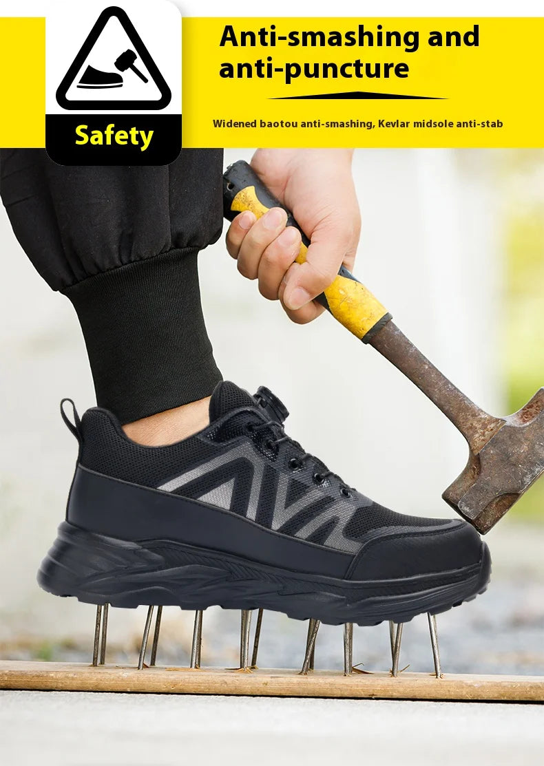 Rotating Button Men Shoes Security Sneakers Steel Toe Shoes Puncture-Proof work Shoes Anti-smash Sport Safety Shoes Protective