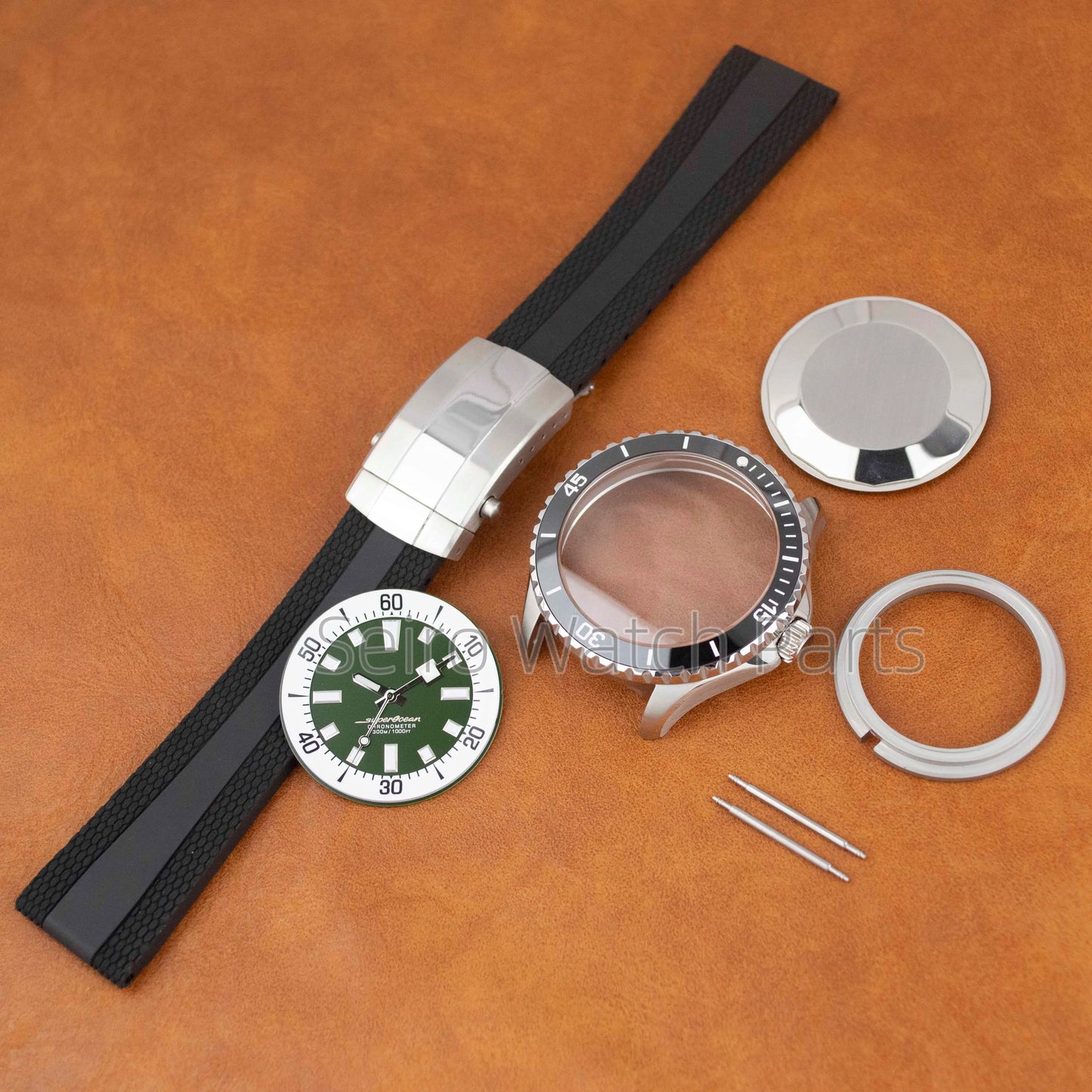 for SUPEROCEAN NH35 Case Rubber Strap Dial Hands 200m Dive Watch Men Stainless Steel Sapphire Crystal fit for NH35 NH36 Movement