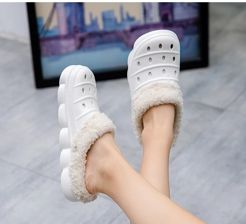 Waterproof cotton slippers for men winter 2024 new cashmere thickened warm waterproof non-slip indoor shoes