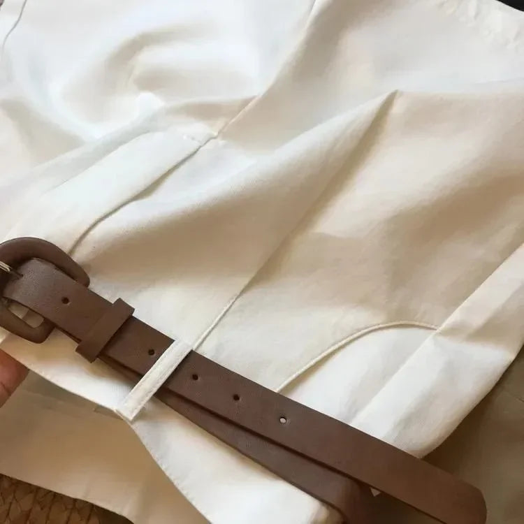 Wide Leg Shorts for Women Summer Thin Cotton A Line Short Pants Office Lady Classic Loose Casual Zipper Women‘s Shorts   high