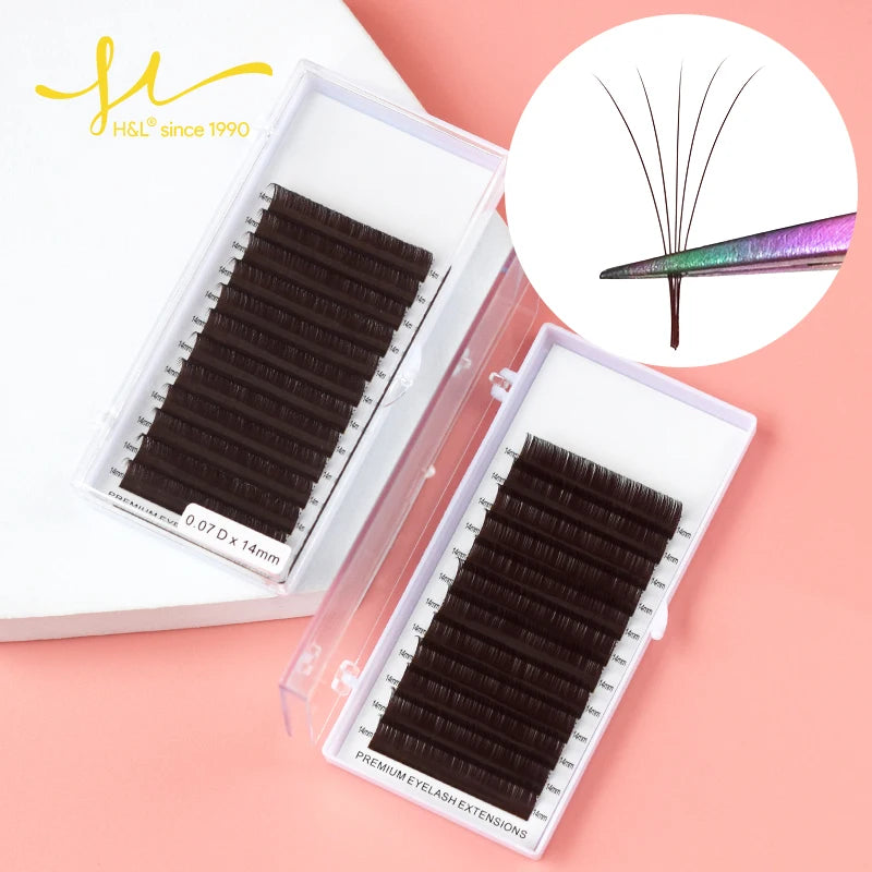 H&L SINCE 1990 12 Rows Dark Brown Individual False Eyelashes Fake Lashes Eyelashes Extensions Supplies Makeup Tools