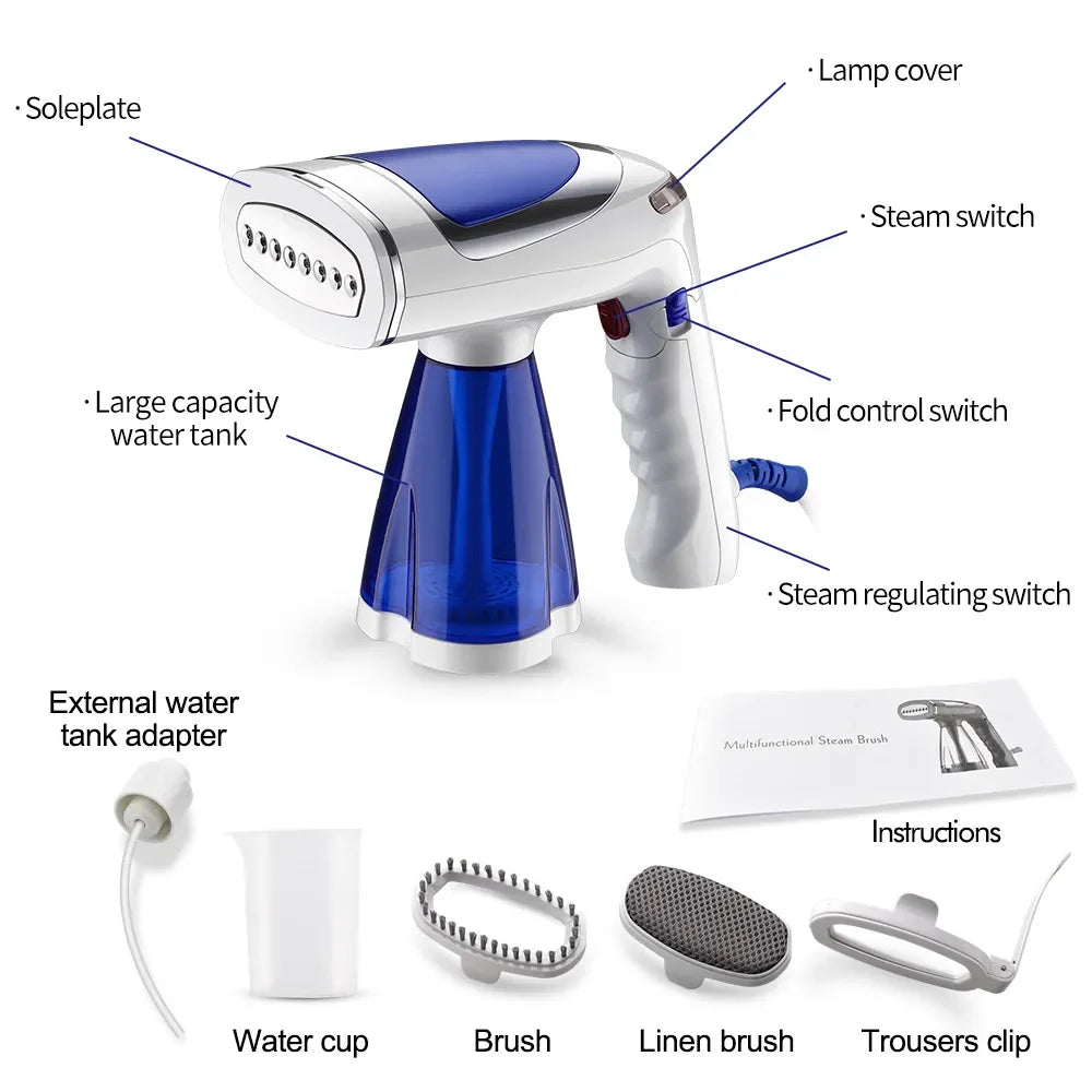Handheld Garment Steamer for Clothes 1600W Powerful Electric Steam Iron Foldable Portable Traveling Clothes Steamer Home
