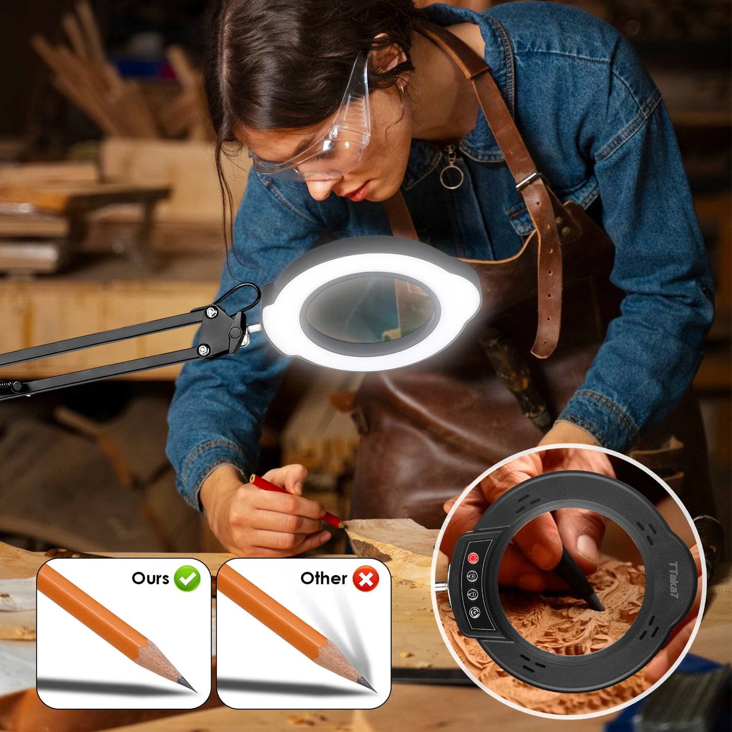 72LED 8X/10X NEW Illuminated Magnifier USB 3 Colors LED Magnifying Glass For Skincare Beauty/Table Lamp/Soldering Iron Repair