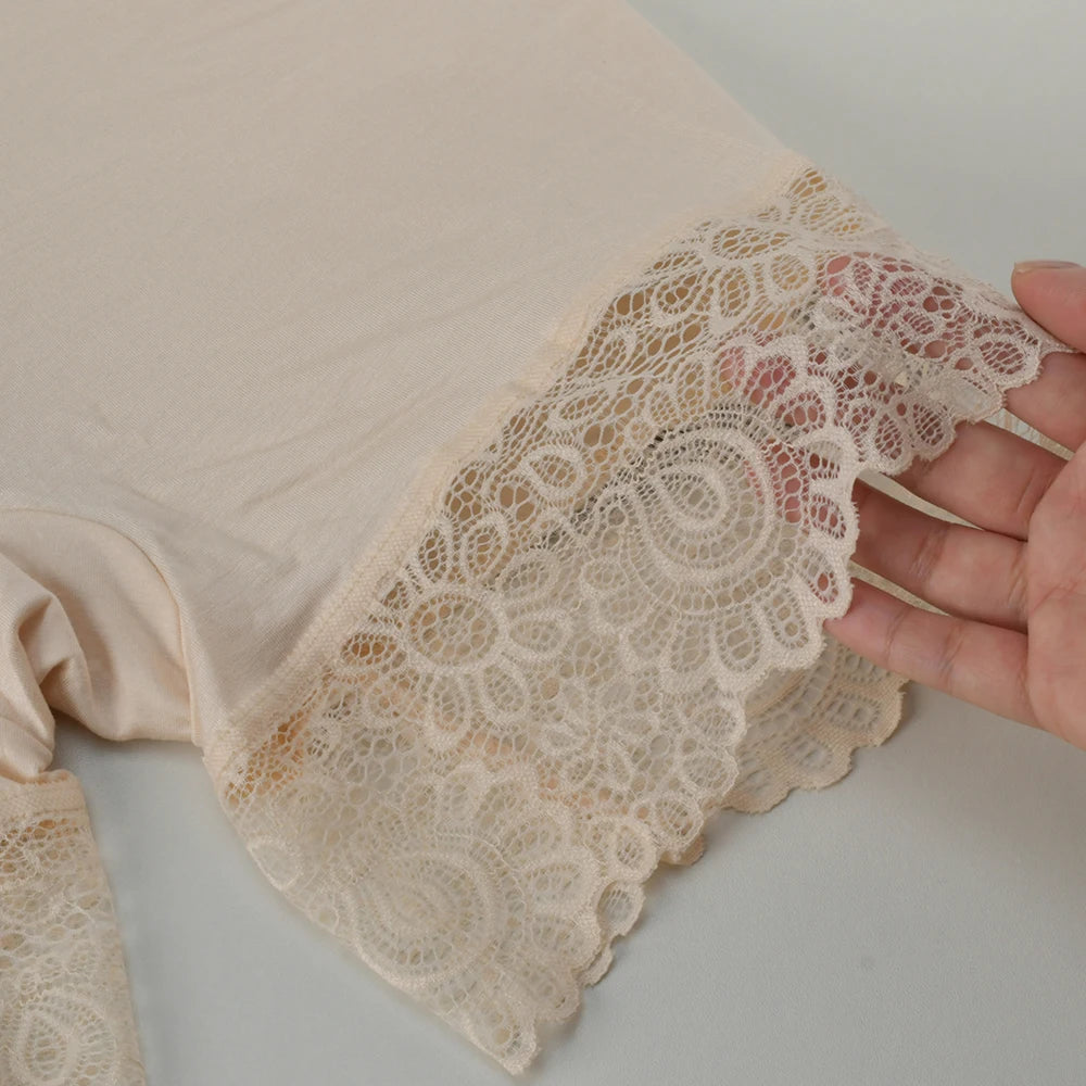 2Pcs Women Plus Big Size Safety With Lace Woman Panties Pants High Waist Shorts Under Female Summer Under Skirt Shorts Modal