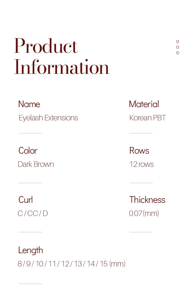 H&L SINCE 1990 12 Rows Dark Brown Individual False Eyelashes Fake Lashes Eyelashes Extensions Supplies Makeup Tools