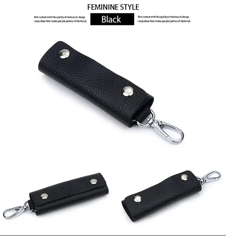 Genuine Leather Key Storage Bag Mini Universal Key Pack Housekeeper Metal Hook Key Holder Wallet for Men and Women