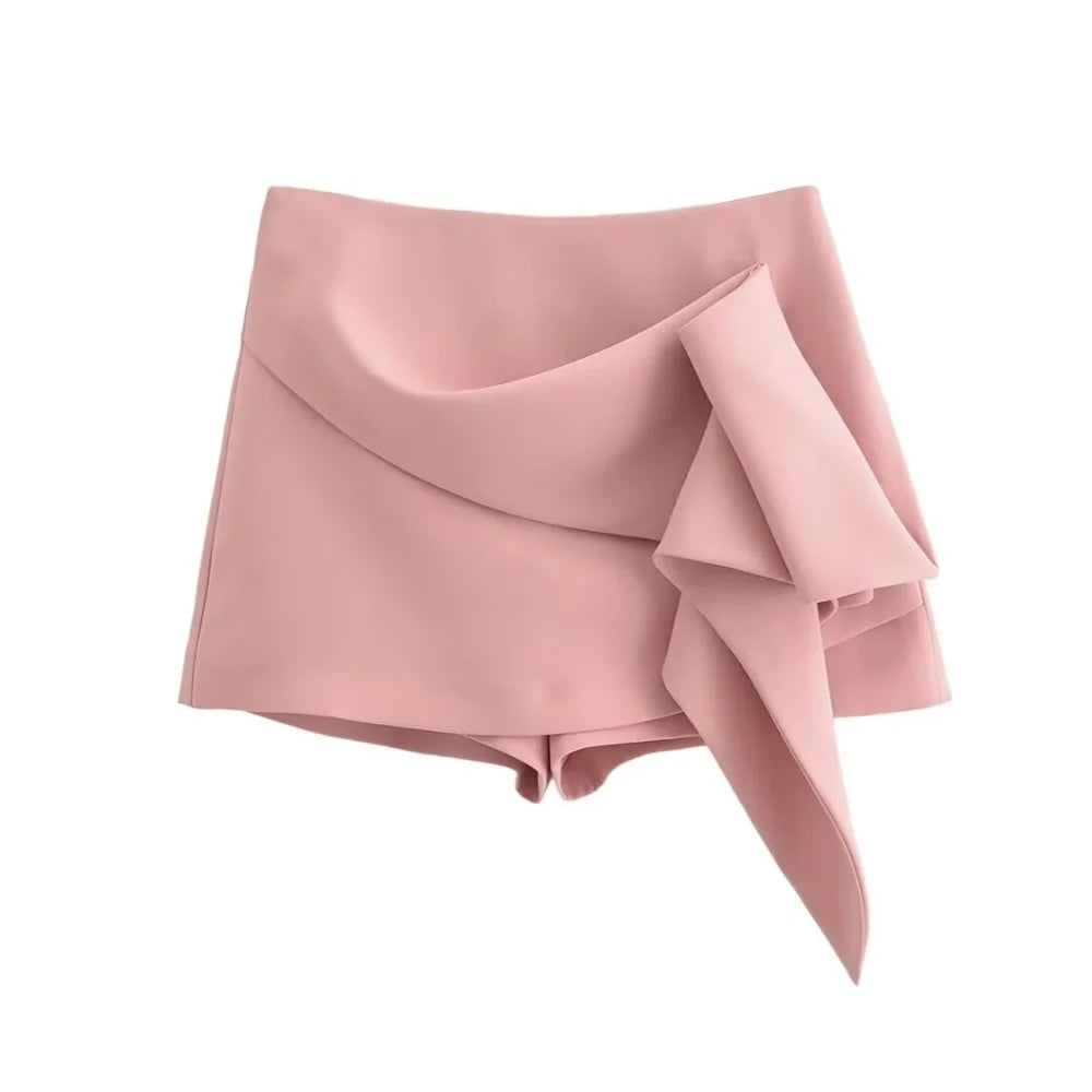 PB&ZA2024 Summer New Product Fashion Casual Women's High Waist Versatile Half body Skirt Pants Straight Leg Shorts