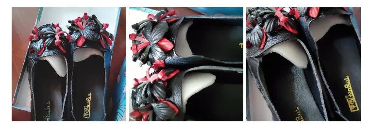 Genuine Leather Ballet Flats Women's Slip On Loafers Vintage Handmade Flower Soft Muffin Platform Casual Walk Dress Shoes Woman