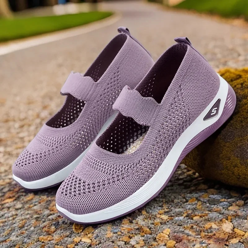 Women Lightweight Breathable Mesh Sneakers Spring Summer Slip On Casual Sports Shoes Woman Plus Size Comfort Non Slip Flat Shoes