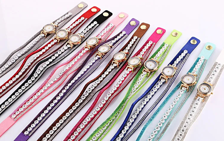 Women Watch Fashion Leather With Diamond Bracelets for Women Clock Ladies Watches Casual Fashion Noble Elegant Relogio Feminino