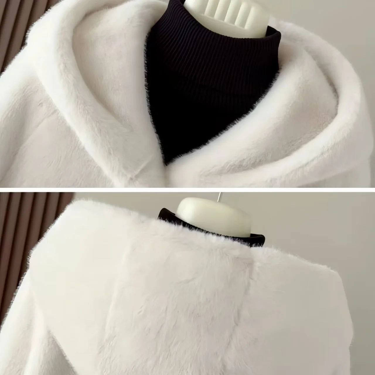 Faux Mink Fur Coat for Women,Covered Button Jackets,Hooded Overcoat,Female Clothes,Thicken Warm,Winter,New, 2025