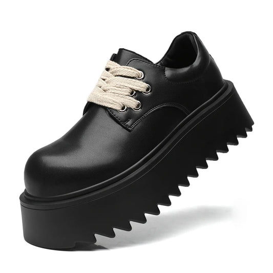 Autumn Men Platform Shoes Casual Business Genuine Leather Shoes Fashion Thick Sole Male Flat Sneakers British High Quality Shoes