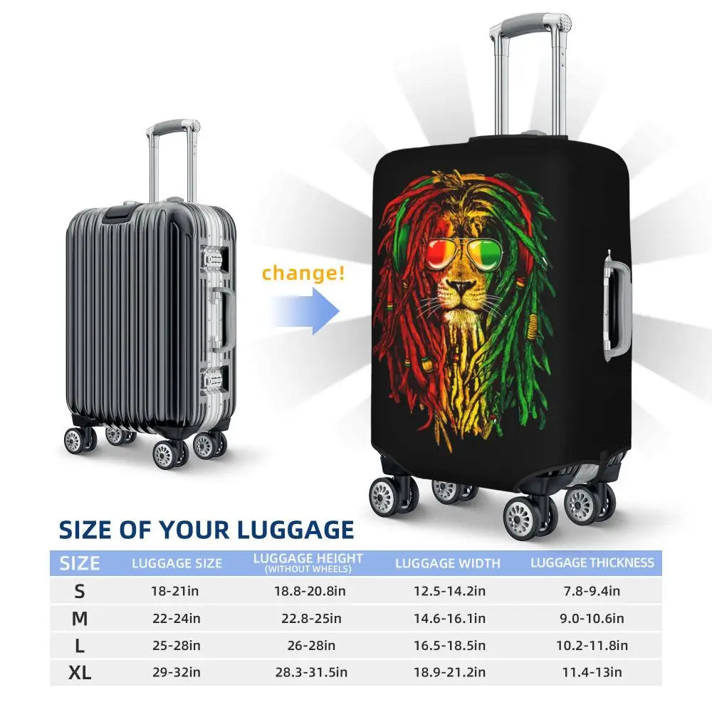 Custom Cute Jamaica Rasta Judah Lion Rastafari Flag Luggage Cover Protector Dust Proof Travel Suitcase Covers
