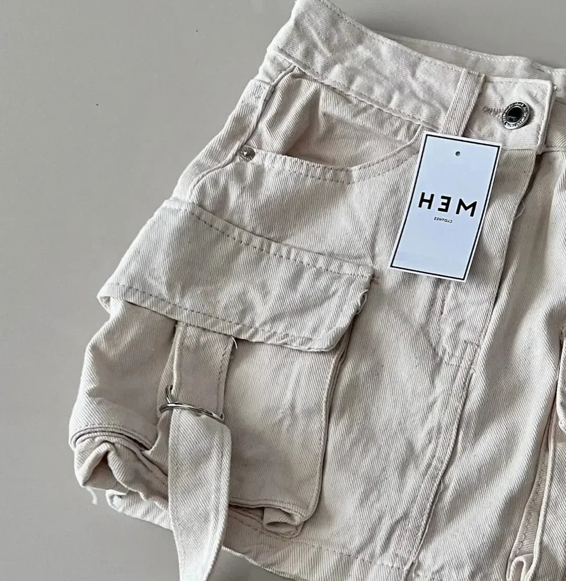 Y2K Short Skirt Fashion Gothic Cargo Baggy Denim Shorts Retro Blue Multi Pocket Denim Shorts Womens High Waist Slim Mini Skirt