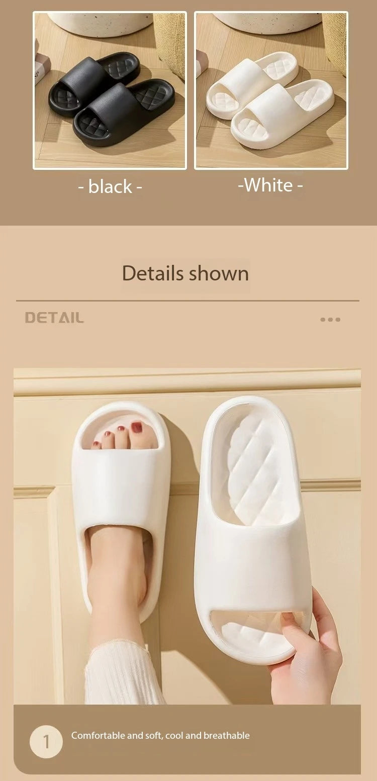 White Thick Platform Cloud Slippers Women Lightweight Soft Sole EVA Home Slides Woman Summer Comfort Non Slip Beach Flip Flops