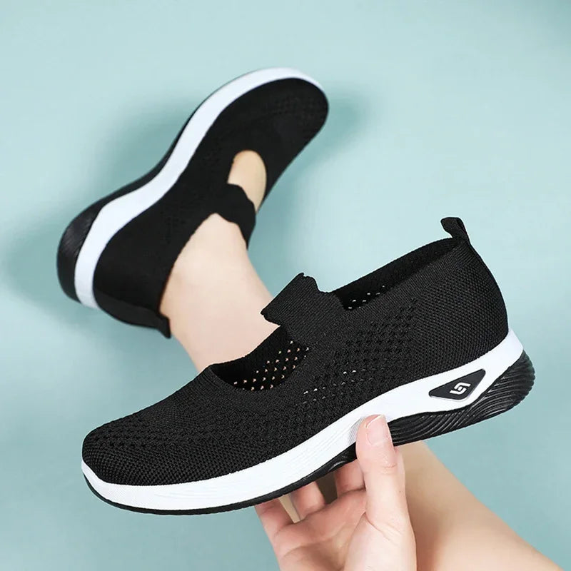 Women Lightweight Breathable Mesh Sneakers Spring Summer Slip On Casual Sports Shoes Woman Plus Size Comfort Non Slip Flat Shoes