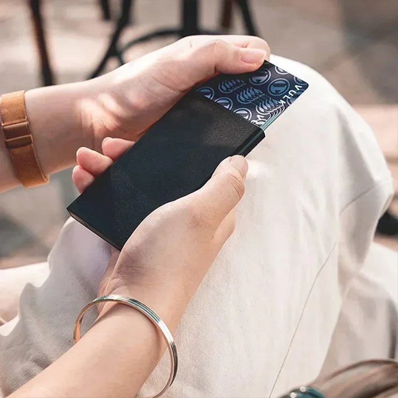 Men ID Bank Credit Cardholder Case Rfid Credit Card Holder Smart Wallets Metal Thin Slim Pop Up Aluminium Minimalist Wallet