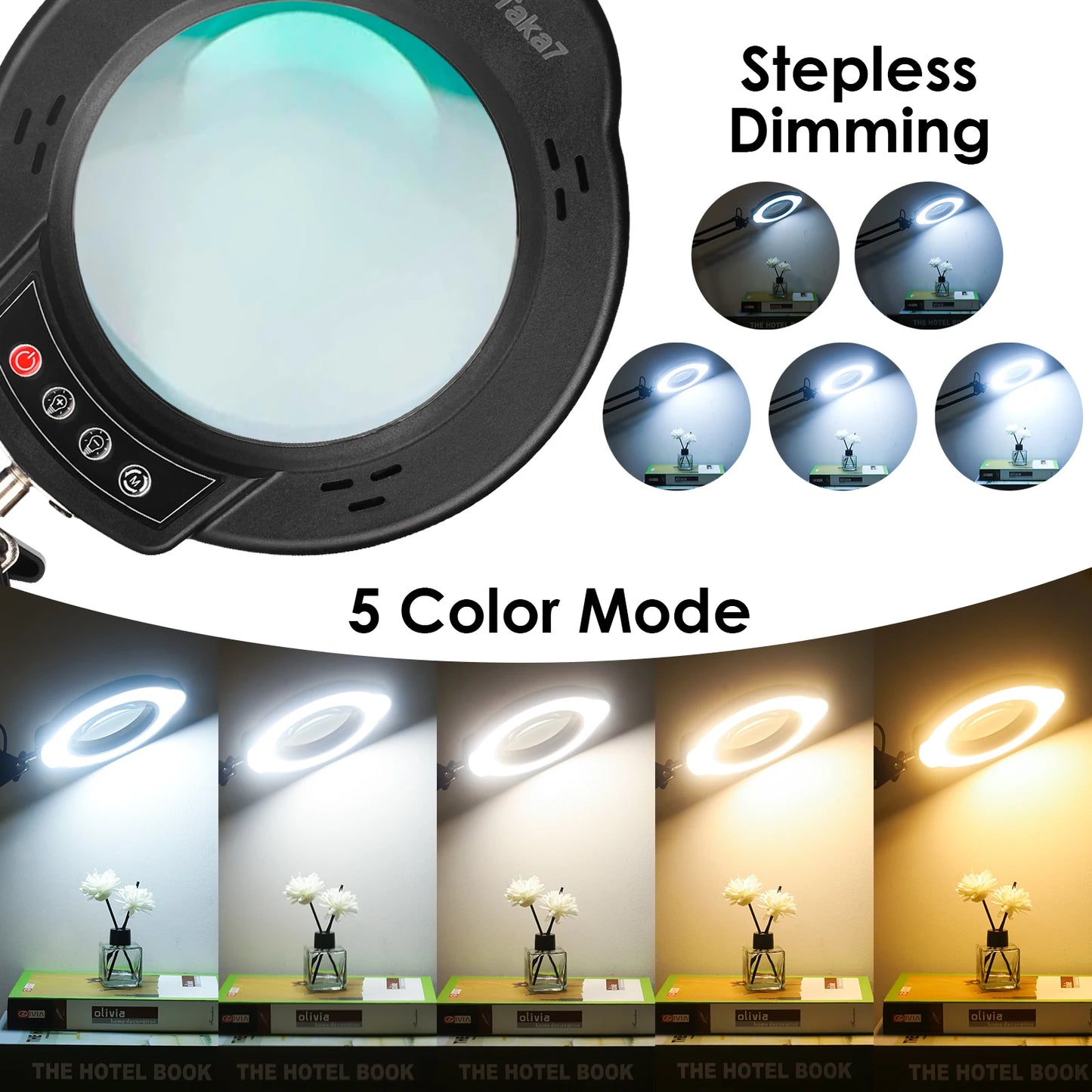 72LED 8X/10X NEW Illuminated Magnifier USB 3 Colors LED Magnifying Glass For Skincare Beauty/Table Lamp/Soldering Iron Repair