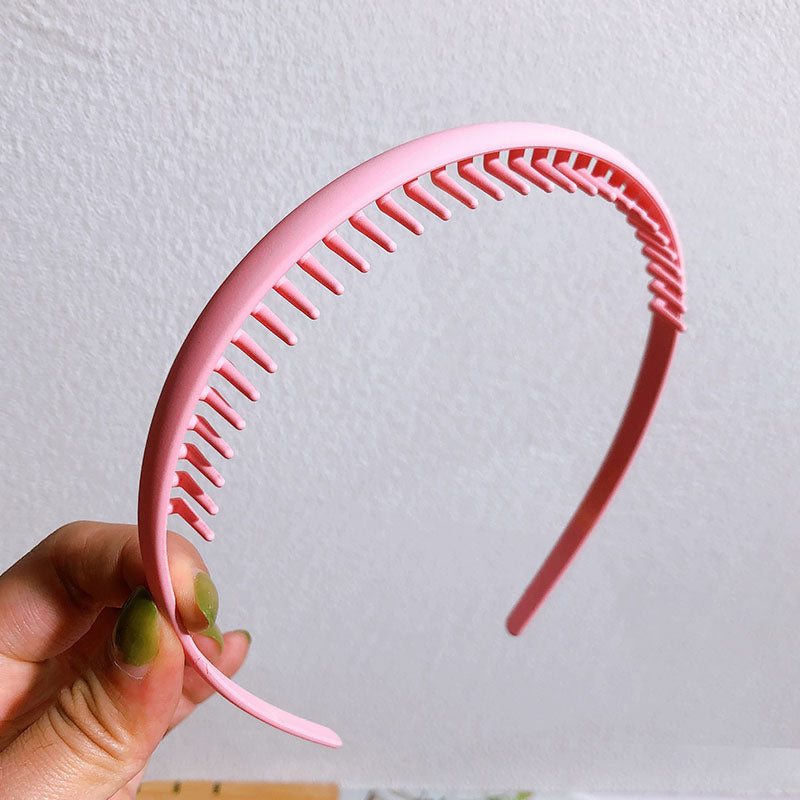 Fashion Solid Color Plastic Hairbands For Women Toothed Wave Combs Non-slip Hair Bands Hair Accessories Girl Face Wash Headbands