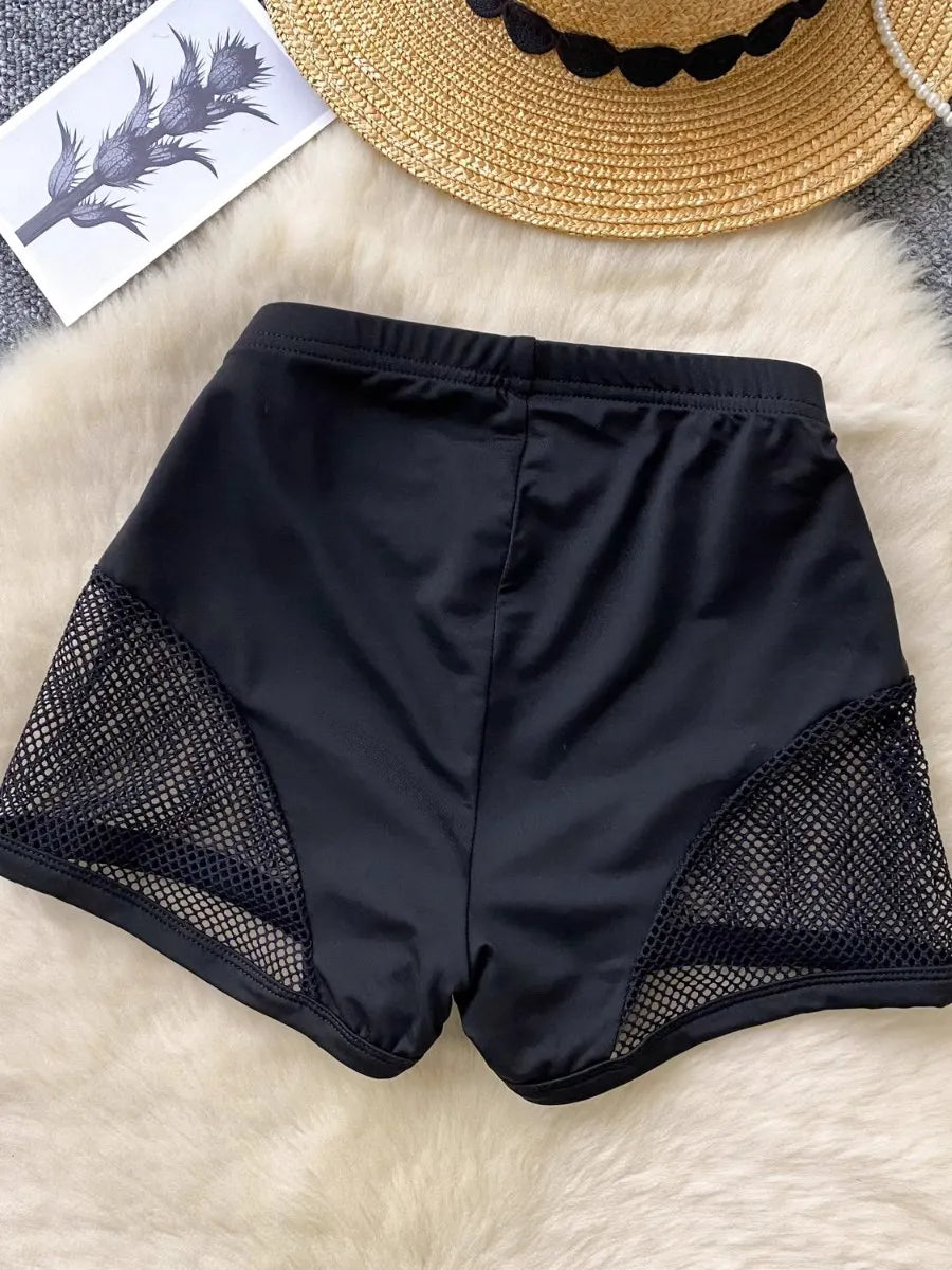 Foamlina Women's Casual Sweatpants Girl's Summer New Sexy Tight Hip Pants Pure Lust Black Grid Patchwork Y2K Street Shorts