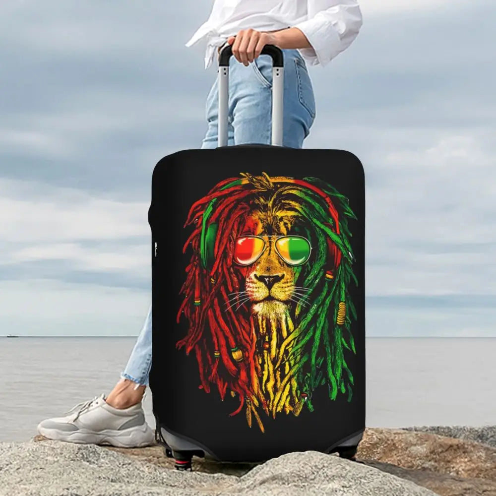 Custom Cute Jamaica Rasta Judah Lion Rastafari Flag Luggage Cover Protector Dust Proof Travel Suitcase Covers